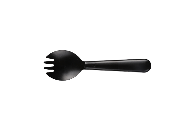 Spork noir en plastique jetable