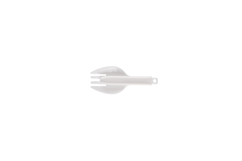 Spork ronde pliante à emporter en plastique blanc de taille mini jetable