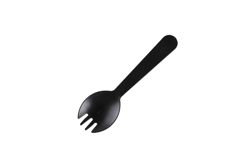 Spork noir en plastique jetable